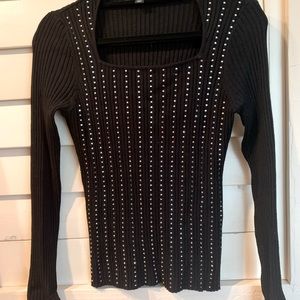 INC black rhinestone sweater size Petite Medium